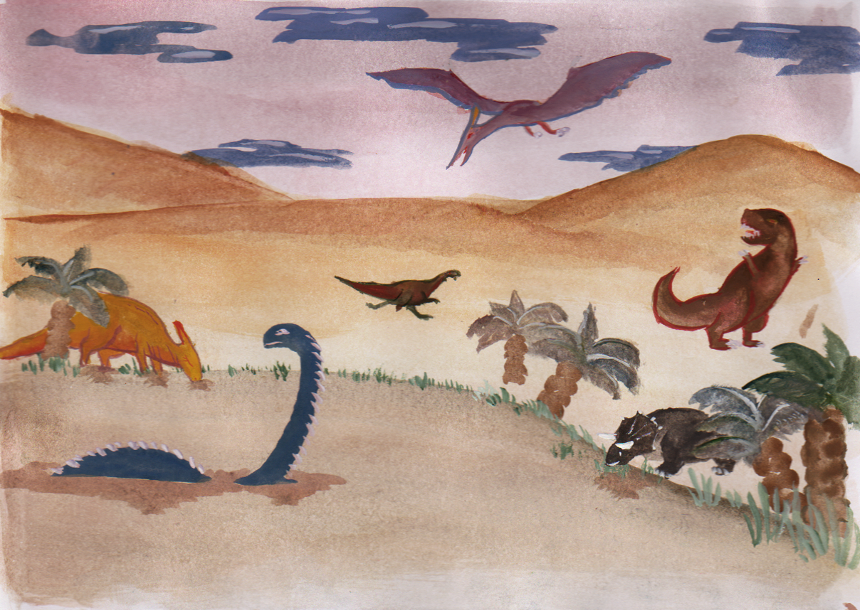 Une peinture de dinosaures